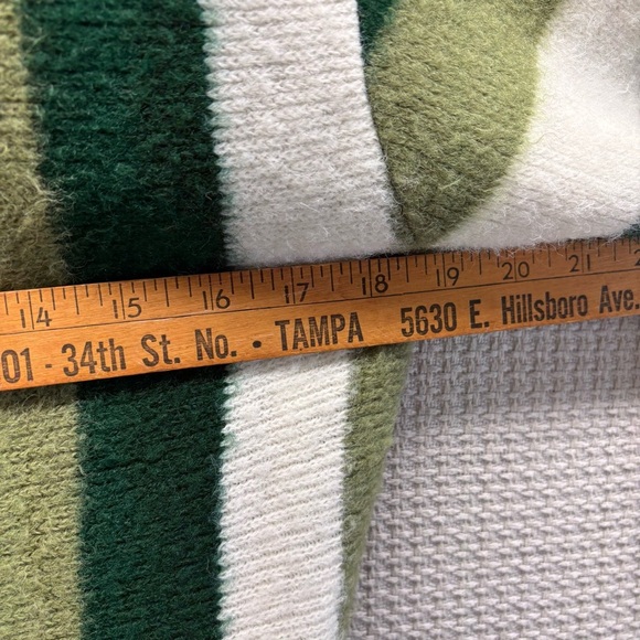 Vtg 60s Brent Montgomery Ward Cardigan Sweater Men S Green Striped Mohair Wool - Picture 9 of 10